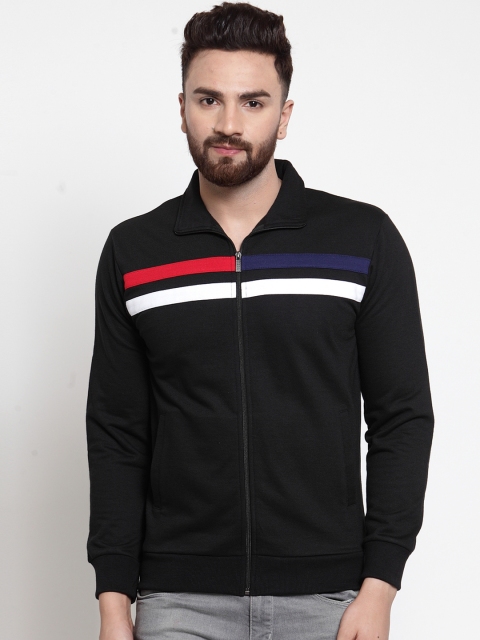 

WILD WEST Men Black Striped Sweatshirt