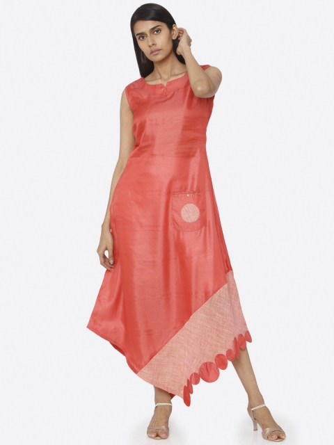 

RAISIN Women Solid Coral Orange Maxi Dress
