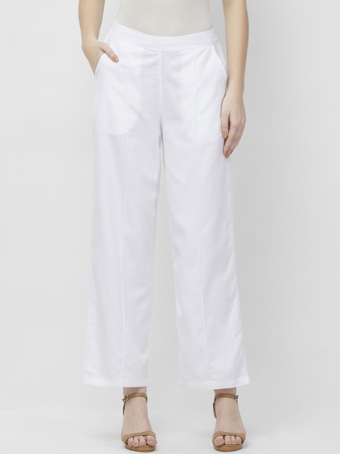 

Naari Women White Solid Straight Palazzos