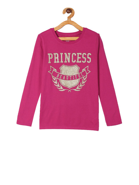 

The Childrens Place Girls Pink Printed Round Neck T-shirt