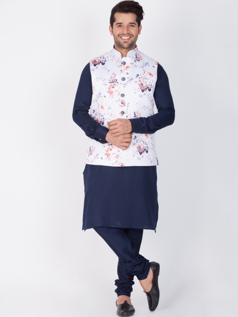 

VASTRAMAY Men Navy Blue Printed Kurta Set