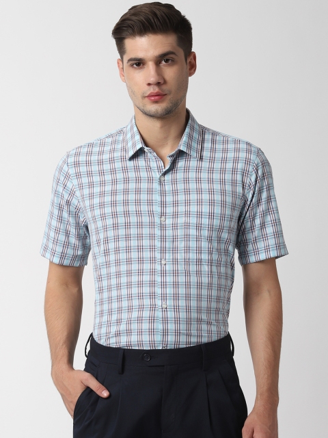

Peter England Men Blue Regular Fit Checked Formal Shirt