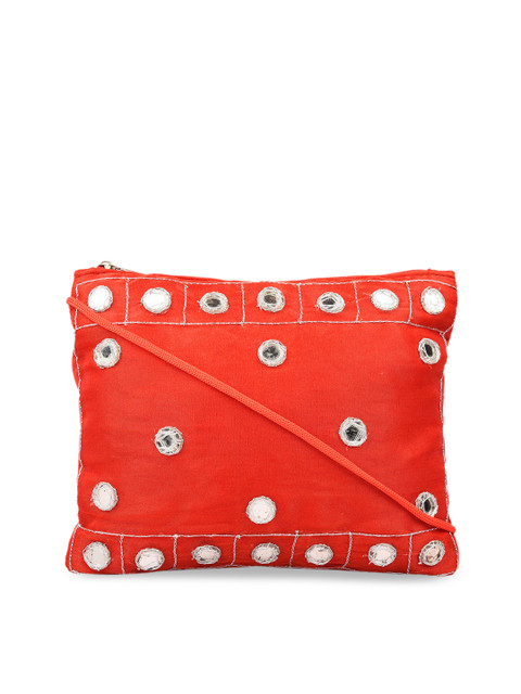 

Anekaant Red Self Design Sling Bag