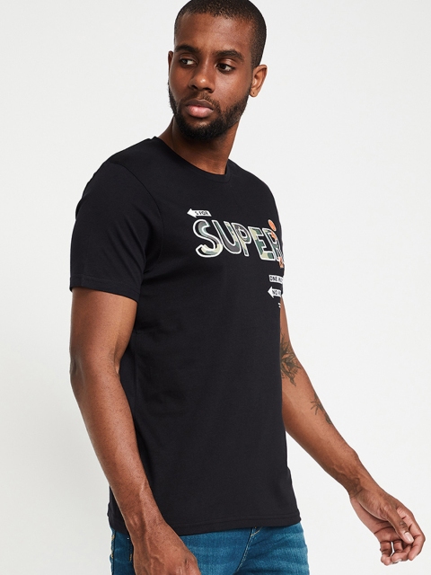 

Smiley World Men Black Printed Round Neck T-shirt
