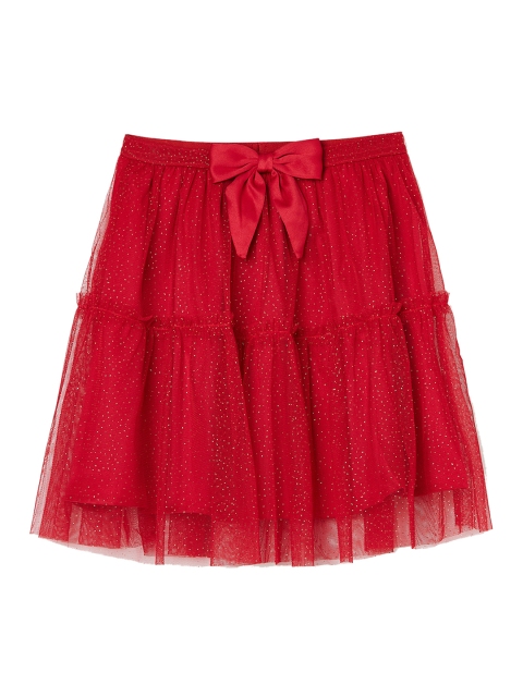 

Fame Forever by Lifestyle Girls Red Semi-Sheer Embellished Net Tiered Skirt