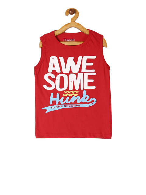 

Cherokee Boys Red Printed Round Neck T-shirt