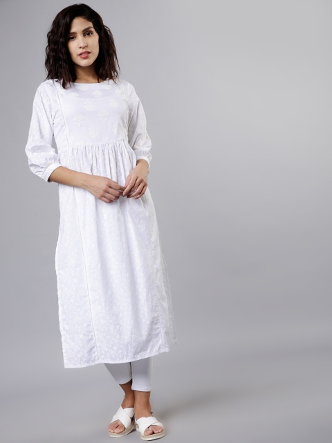 

Vishudh Women Off-White Printed A-Line Kurta