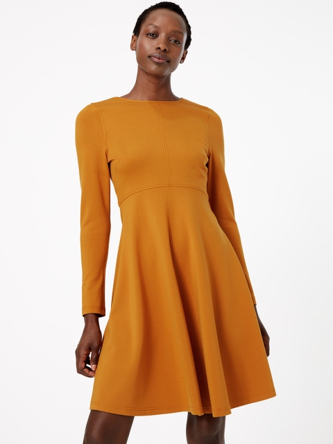 

Marks & Spencer Women Solid Yellow Fit and Flare Dress
