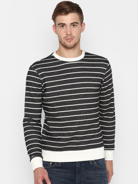 

Red Tape Men Black Striped Sweatshirt