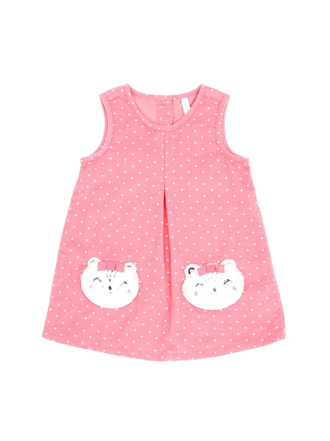 

Pantaloons Baby Girls Pink Polka Dots Print Fit and Flare Dress