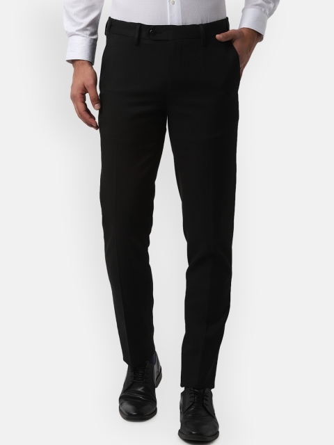 

Peter England Men Black Slim Fit Solid Formal Trousers