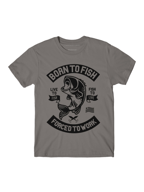 

THREADCURRY Boys Grey Printed Round Neck T-shirt