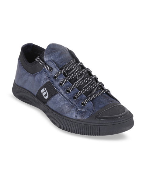 

ID Men Blue Solid Leather Sneakers