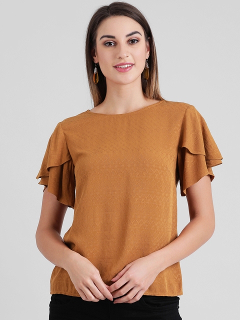 

Zink London Women Brown Self Design Top