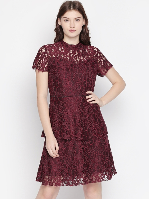

Forever Glam by Pantaloons Women Red Self Design Fit and Flare Dress