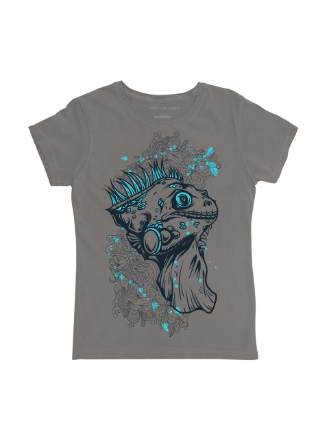 

THREADCURRY Girls Grey Printed Round Neck T-shirt