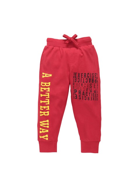 

KiddoPanti Boys Red Printed Regular-Fit Joggers