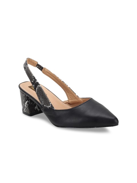 

Flat n Heels Women Black Snakeskin Textured Heels