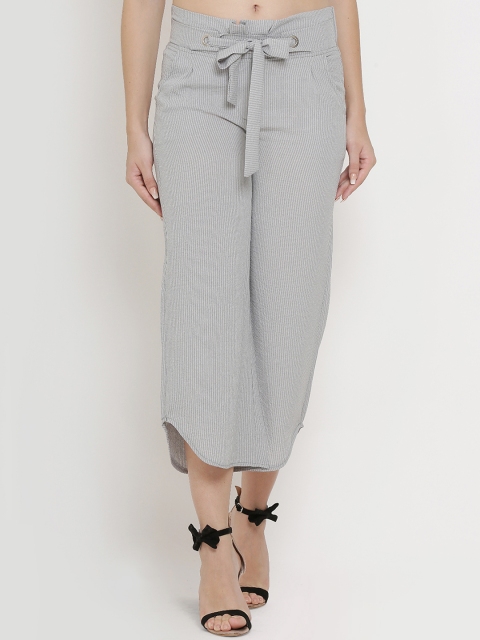 

Westwood Women Grey Relaxed Loose Fit Knitted Striped Peg Trousers