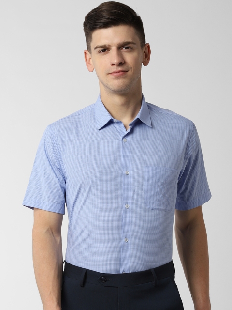 

Peter England Men Blue Regular Fit Checked Formal Shirt