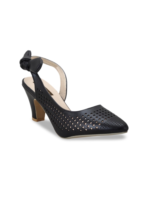 

Flat n Heels Women Black Solid Laser Cut Heels