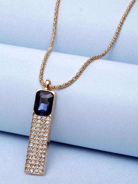 

PANASH Gold-Plated & Black Rectangle Shaped Pendant With Chain
