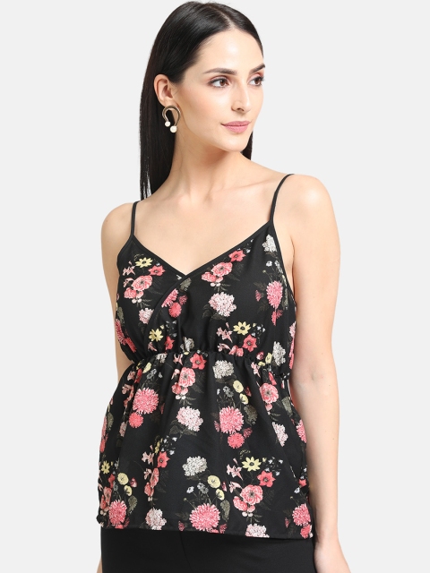 

Kazo Women Black & Pink Printed Empire Top
