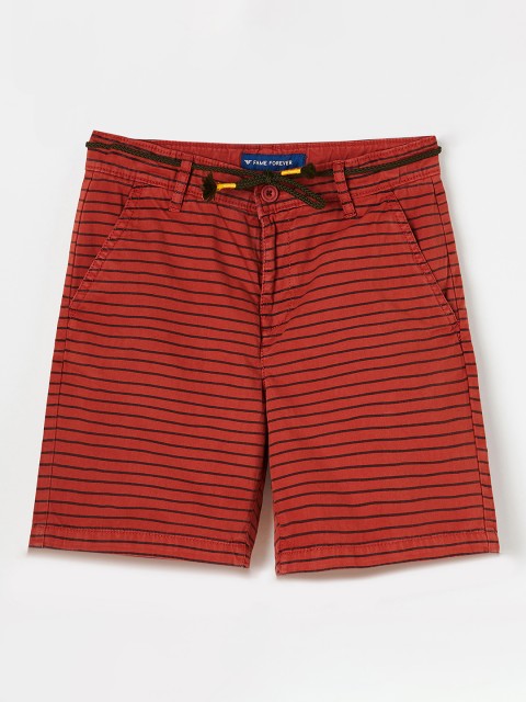

Fame Forever by Lifestyle Boys Rust Red Striped Slim Fit Regular Shorts