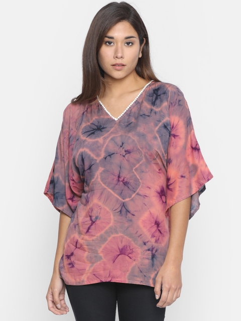 

The Kaftan Company Women Pink & Blue Dyed Kaftan Top