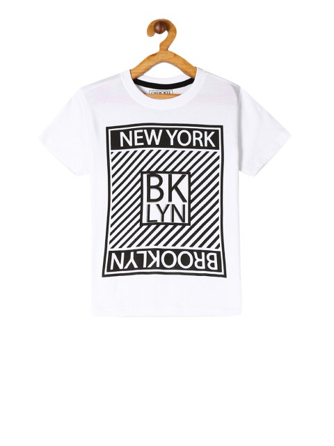 

Cherokee Boys White & Black Printed Round Neck T-shirt