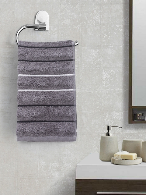 

Portico New York Unisex Grey Stripped Hand towel