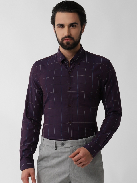 

Peter England Men Purple Slim Fit Checked Formal Shirt