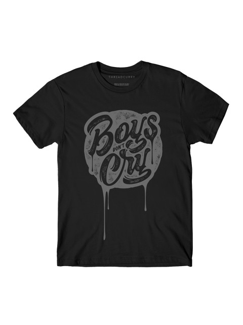 

THREADCURRY Boys Black Printed Round Neck T-shirt