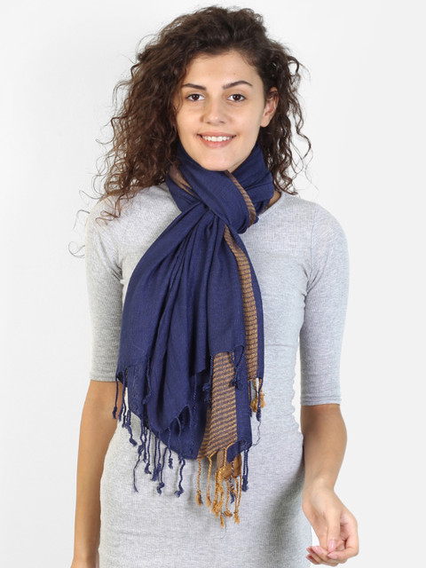 

Aditi Wasan Women Blue & Brown Woven Design Stole