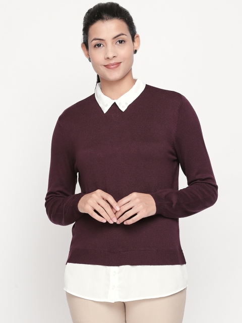

Annabelle by Pantaloons Women Maroon Solid Sweater