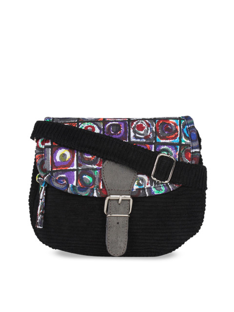 

Anekaant Women Black Printed Sling Bag