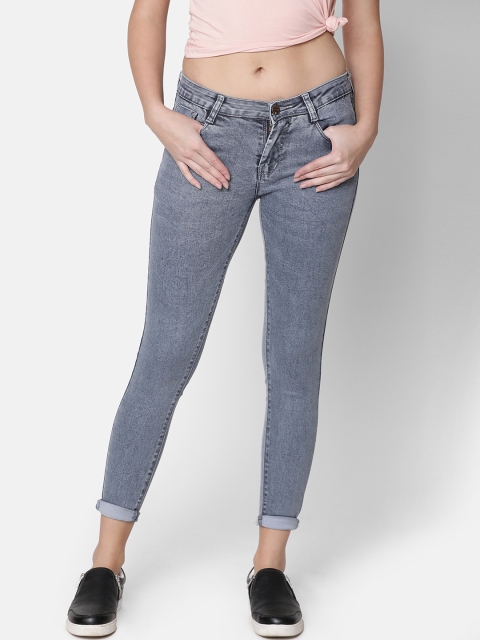 

ZHEIA Women Blue Skinny Fit Mid-Rise Clean Look Stretchable Cropped Jeans