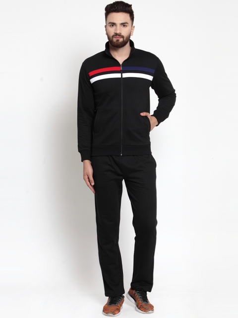 

WILD WEST Men Black Striped Tracksuit