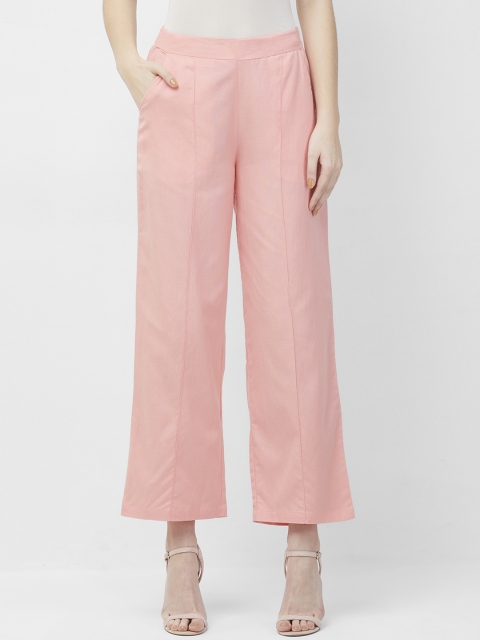

Naari Women Pink Solid Straight Palazzos