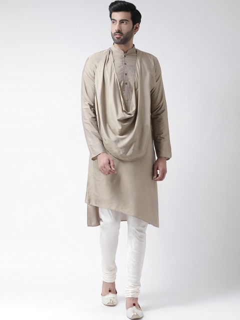 

KISAH Men Bronze-Toned & White Solid Kurta with Churidar