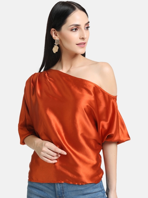

Kazo Women Orange Solid One Shoulder Top