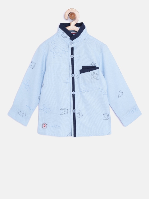 Nauti Nati Boys Blue Regular Fit Printed Casual Shirt