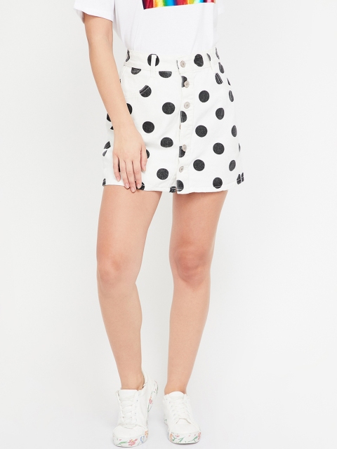 

Ginger by Lifestyle Women White & Black Printed Mini Straight Skirt