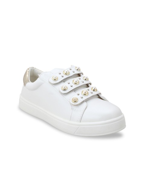 

Flat n Heels Women White Embellished Sneakers