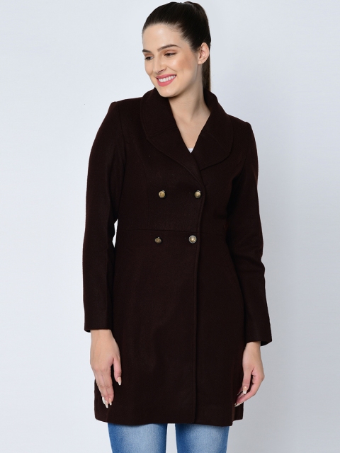 

Owncraft Women Brown Solid Wool Overcoat