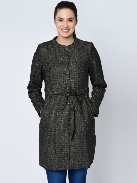 

Owncraft Women Grey Solid Wool Overcoat