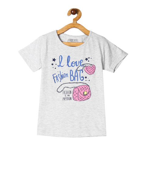 

Cherokee Girls Grey Printed Round Neck T-shirt
