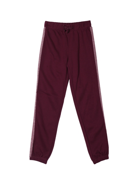 

The Childrens Place Girls Maroon Solid Straight Fit Joggers