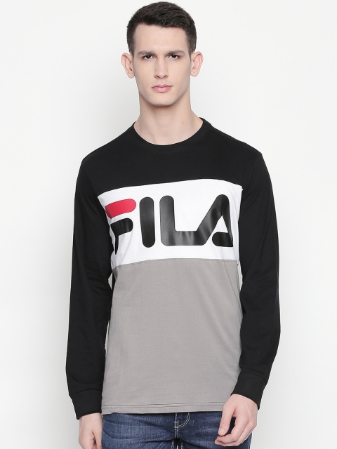 

FILA Men Black Colourblocked Round Neck T-shirt