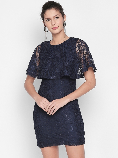 

Forever Glam by Pantaloons Women Navy Blue Self Design Sheath Dress